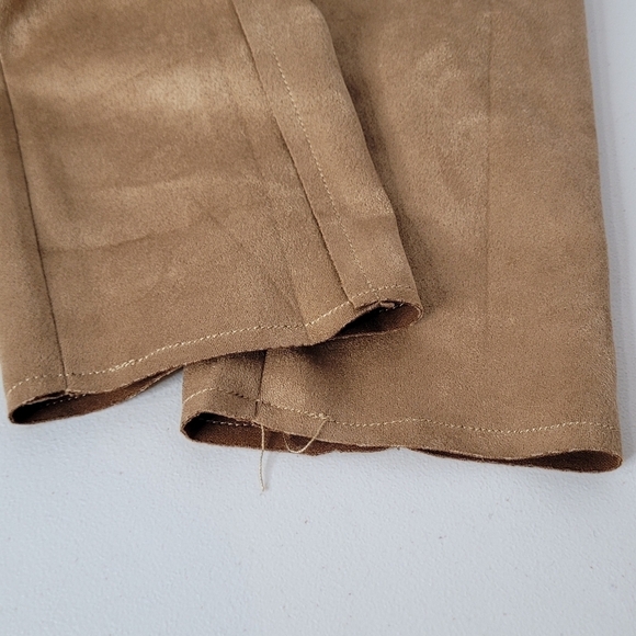 Tahari Cognac Faux Leather Open Front Roll-Tab Sleeve Long Blazer/Jacket - Sz XS - Picture 10 of 15